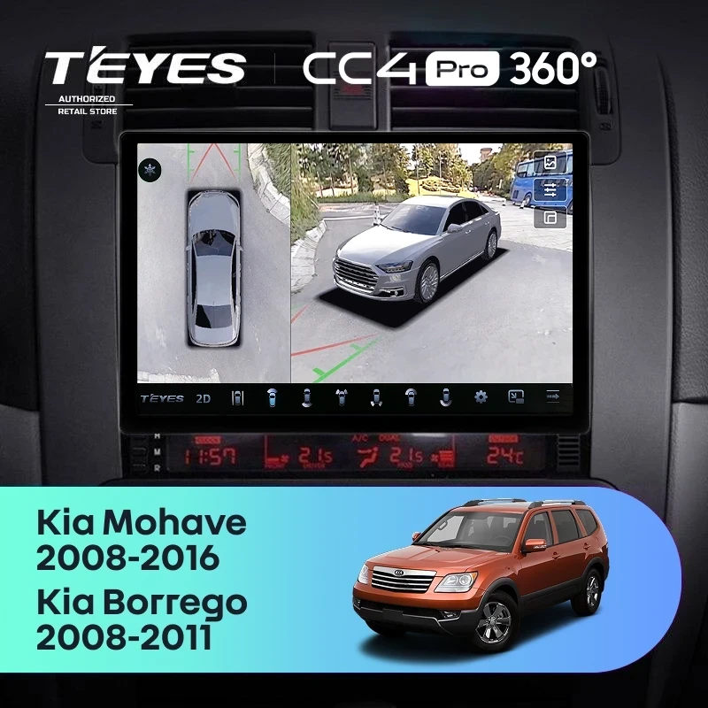 Штатная магнитола Teyes CC4 Pro 360 12/256 Kia Mohave (2008-2016) (13")