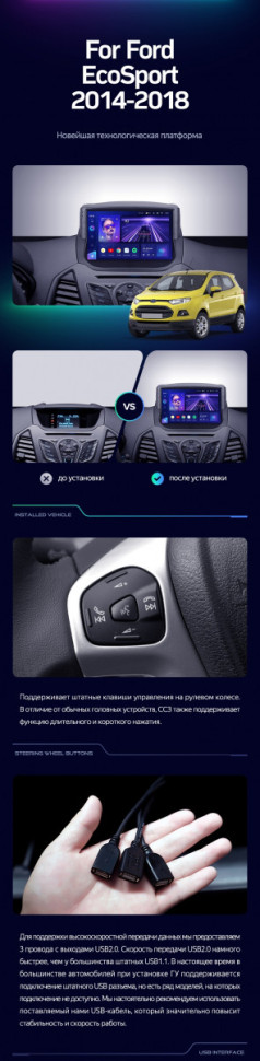 Штатная магнитола Teyes CC3 2K 6/128 Ford EcoSport (2014-2018) F1
