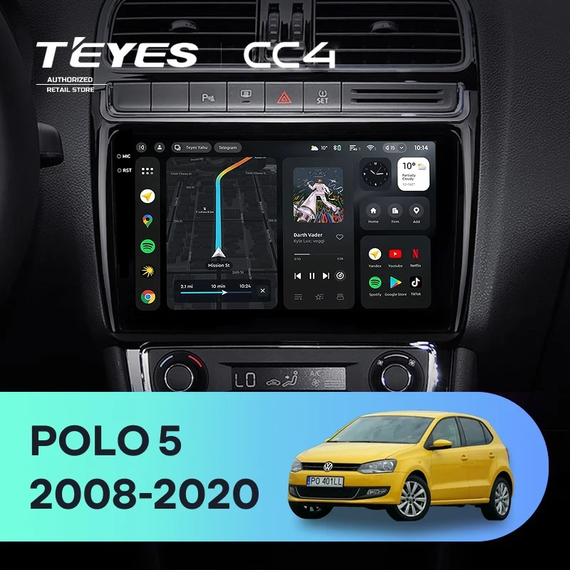 Штатная магнитола Teyes CC4 8/128 Volkswagen Polo 5 (2008-2020)