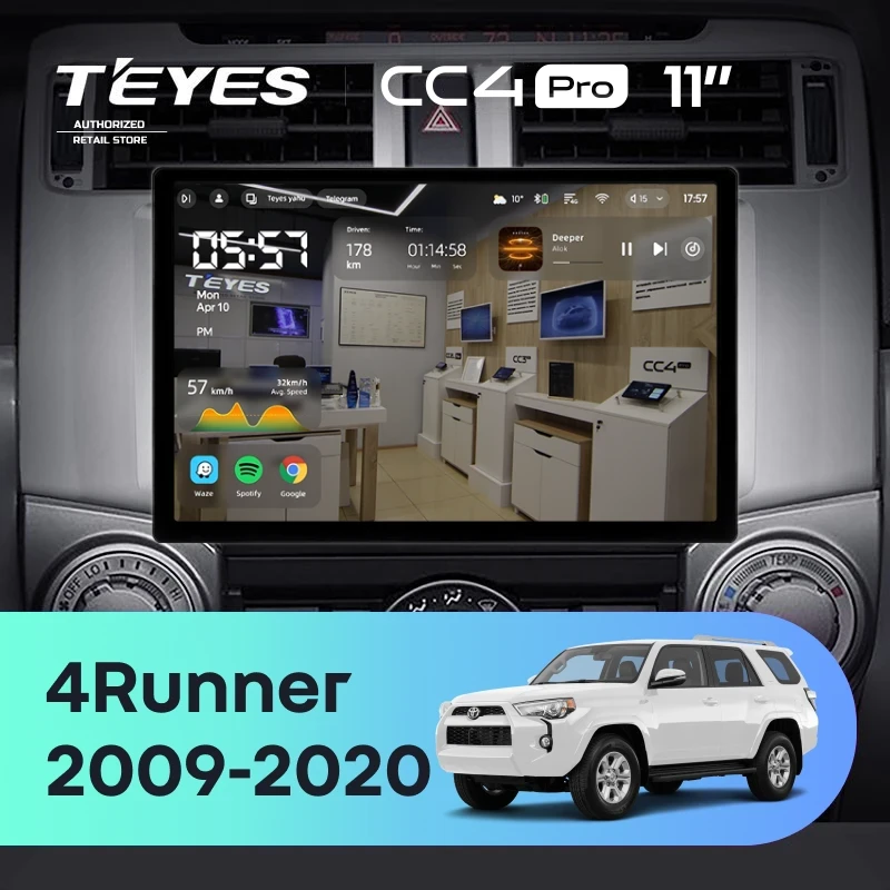 Штатная магнитола Teyes CC4 Pro 12/256 Toyota 4Runner 5 N280 (2009-2020) (11")