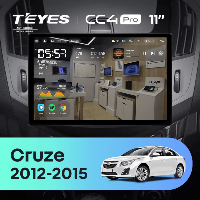 Штатная магнитола Teyes CC4 Pro 12/256 Chevrolet Cruze J300 J308 (2012-2015) F3 (11")