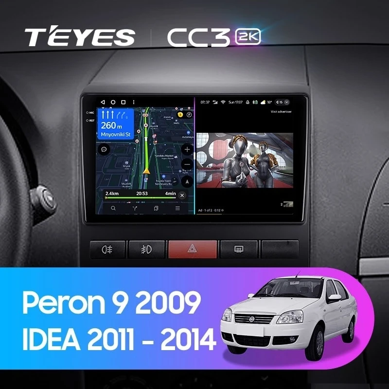 Штатная магнитола Teyes CC3 2K 6/128 Fiat Peron 9 2009 Idea (2011-2014)