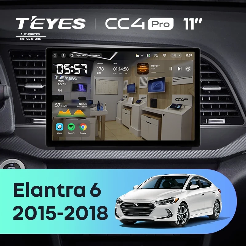 Штатная магнитола Teyes CC4 Pro 8/128 Hyundai Elantra 6 (2015-2018) Тип-B (11")