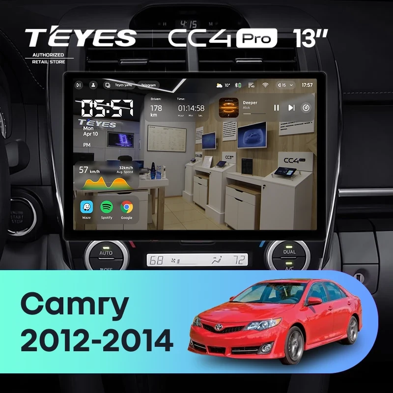 Штатная магнитола Teyes CC4 Pro 12/256 Toyota Camry 7 XV 50 55 (2012-2014) Америка (13")