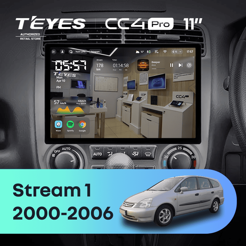 Штатная магнитола Teyes CC4 Pro 12/256 Honda Stream 1 (2000-2006) F2 (11")