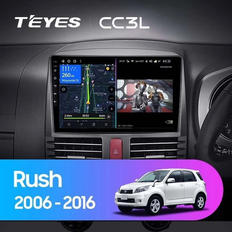 Штатная магнитола Teyes CC3L 4/64 Toyota Rush J200 (2006-2016) Правый руль