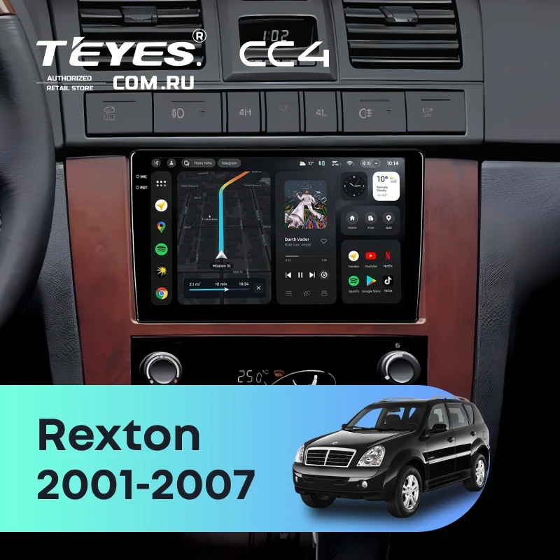 Штатная магнитола Teyes CC4 8/128 SsangYong Rexton 1 Y200 (2001-2007)