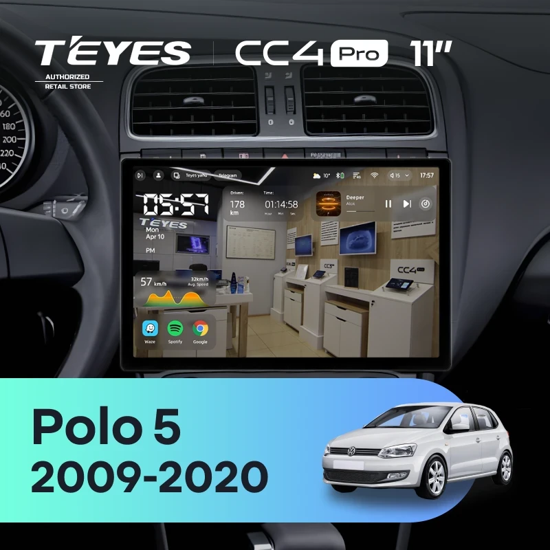 Штатная магнитола Teyes CC4 Pro 12/256 Volkswagen Polo 5 (2008-2020) (11") (матовая)