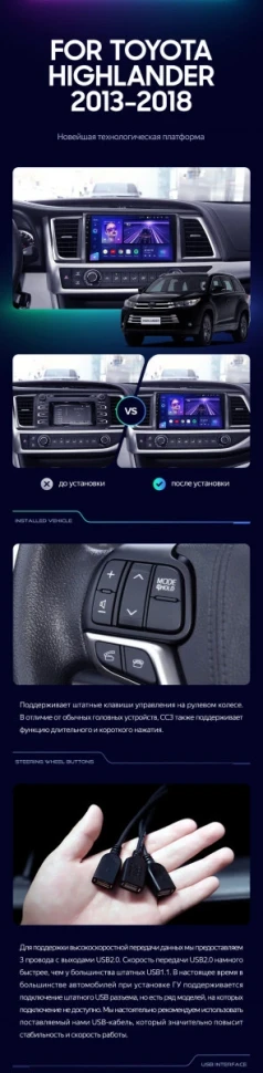 Штатная магнитола Teyes CC3 6/128 Toyota Highlander 3 XU50 (2013-2018)