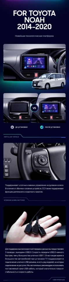 Штатная магнитола Teyes CC3 2K 6/128 Toyota Voxy III R80 (2014-2020) F1 Правый руль