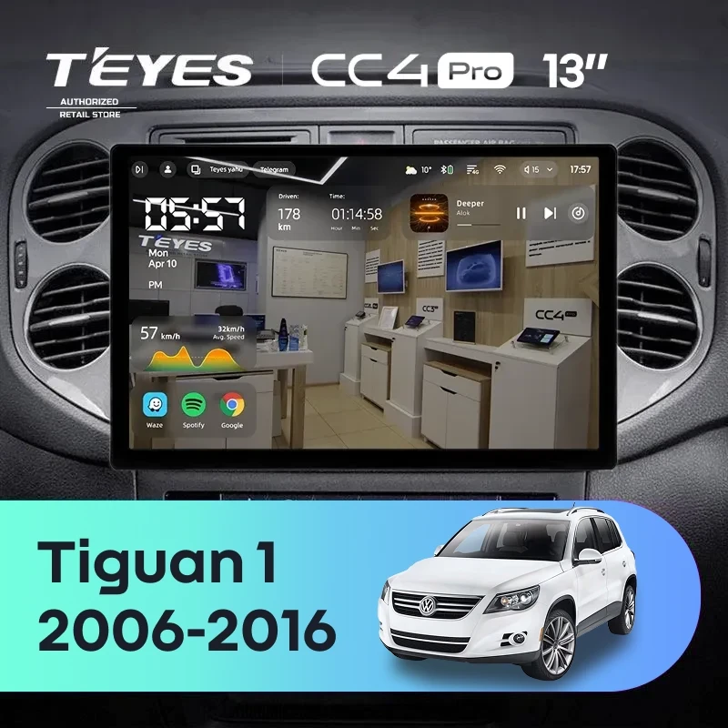 Штатная магнитола Teyes CC4 Pro 12/256 Volkswagen Tiguan 1 NF (2006-2016) F2 (13")