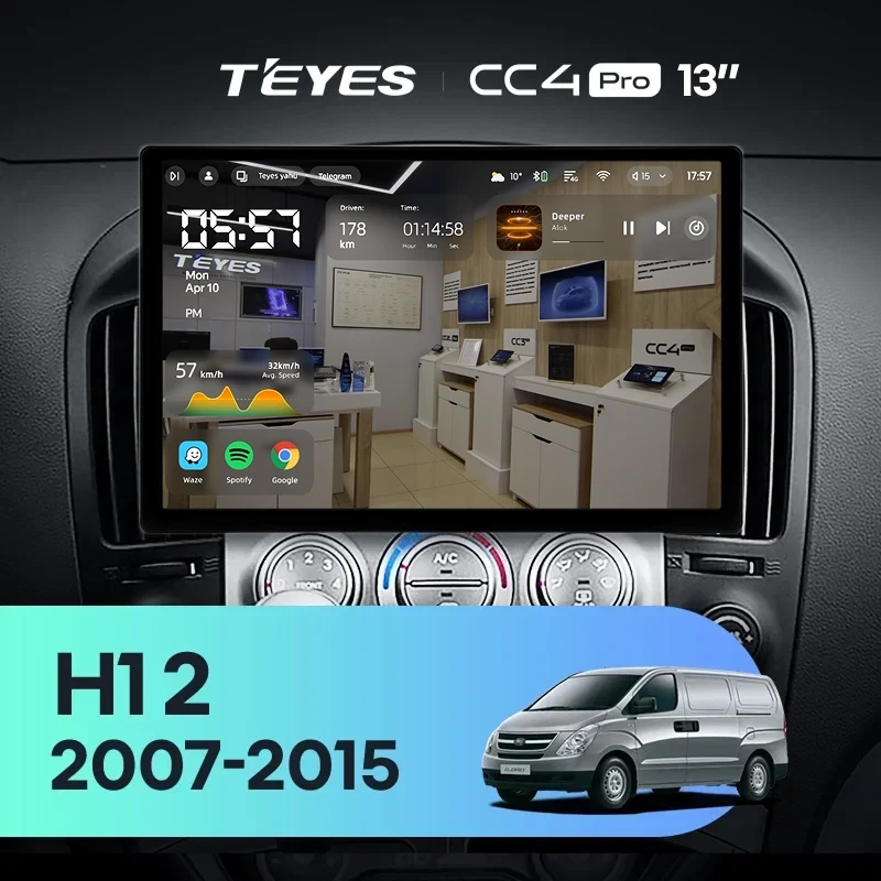 Штатная магнитола Teyes CC4 Pro 12/256 Hyundai H1 TQ (2007-2015) F3 (13")
