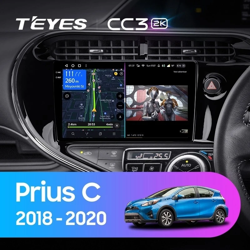 Штатная магнитола Teyes CC3 2K 6/128 Toyota Prius C (2018-2020) Правый руль
