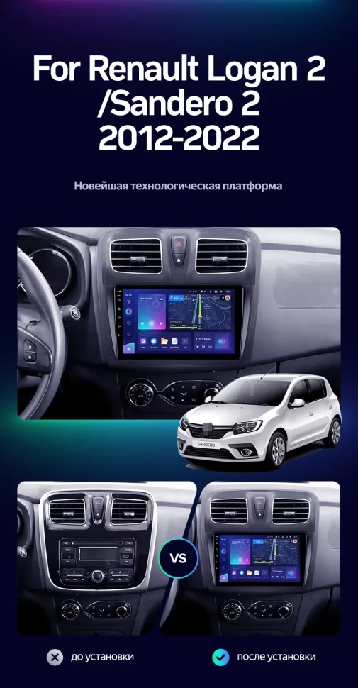 Штатная магнитола Teyes CC3L 4/64 Renault Sandero 2 (2013-2022) F2