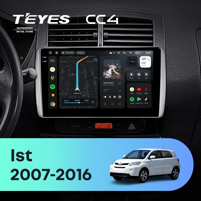 Штатная магнитола Teyes CC4 8/128 Toyota Ist XP110 (2007-2016)