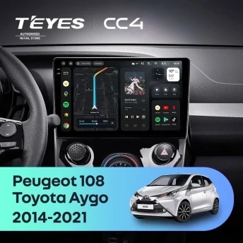 Штатная магнитола Teyes CC4 6/64 Peugeot 108 (2014-2021) F1