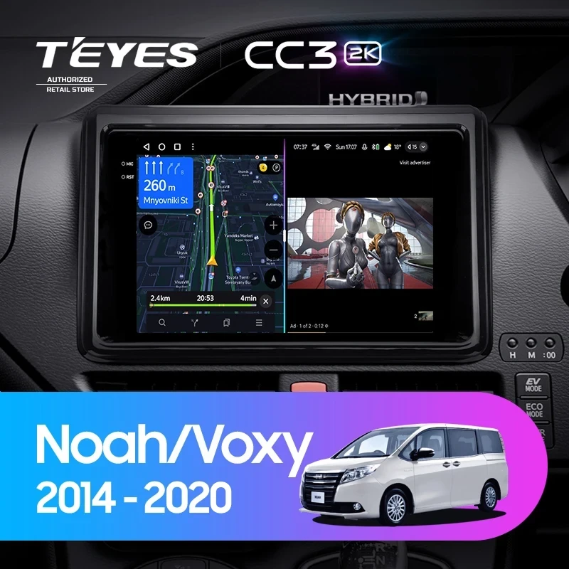 Штатная магнитола Teyes CC3 2K 360 6/128 Toyota Voxy III R80 (2014-2020) F1 Правый руль