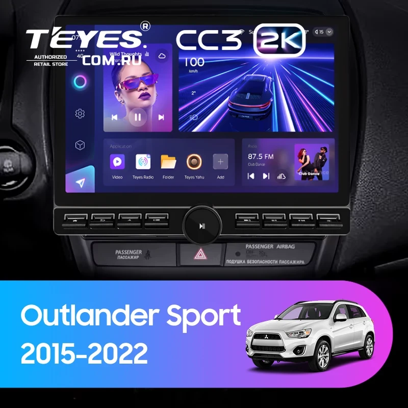 Штатная магнитола Teyes CC3 2K 6/128 Mitsubishi Outlander Sport (2015-2026) Тип-A (13" с кнопками)