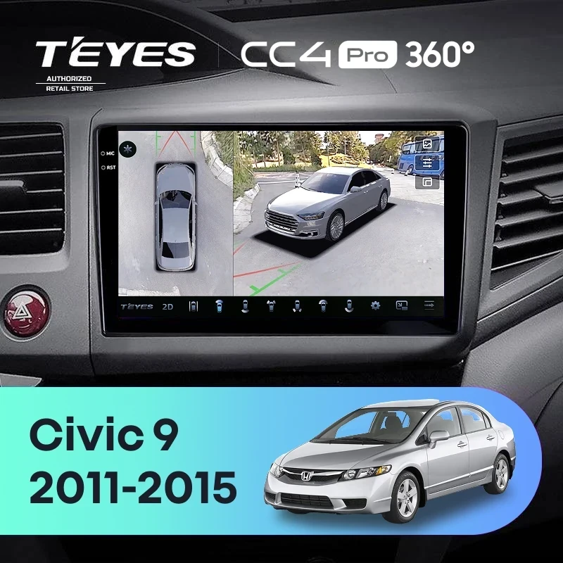 Штатная магнитола Teyes CC4 Pro 360 12/256 Honda Civic 9 FB FK FD (2011-2015)