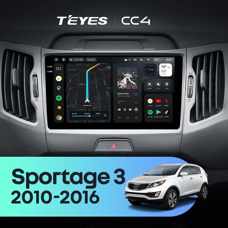 Штатная магнитола Teyes CC4 6/64 Kia Sportage 3 SL (2010-2016) Тип-B