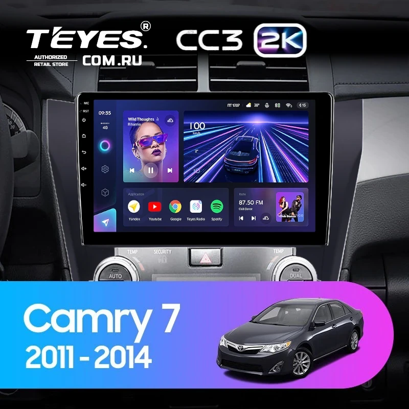 Штатная магнитола Teyes CC3 2K 6/128 Toyota Camry 7 XV 50 55 (2011-2014) (черная) F2