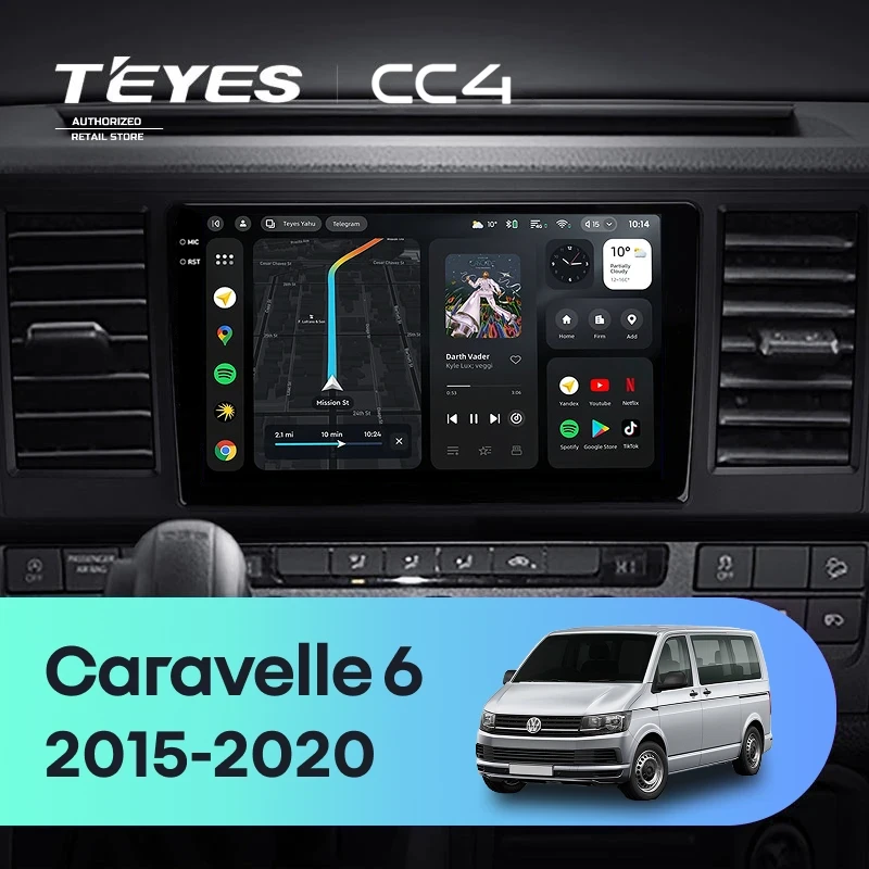 Штатная магнитола Teyes CC4 8/128 Volkswagen Caravelle T6 (2015-2020)