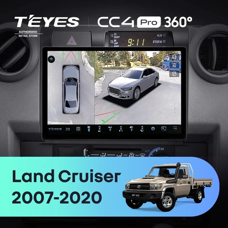 Штатная магнитола Teyes CC4 Pro 360 12/256 Toyota Land Cruiser 70 Series LC 79 (2007-2020) (11")