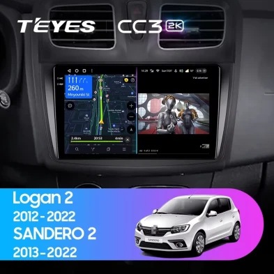 Штатная магнитола Teyes CC3 2K 360 6/128 Renault Logan 2 (2012-2022) F2