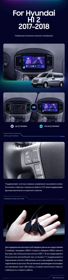 Штатная магнитола Teyes CC3L 4/32 Hyundai H1 2 (2015-2021) F2