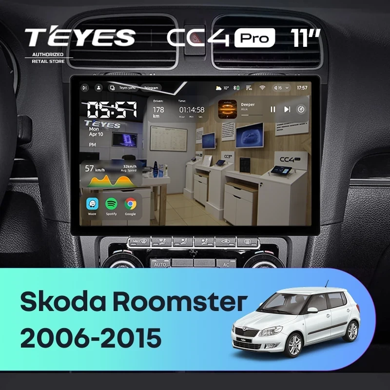 Штатная магнитола Teyes CC4 Pro 12/256 Skoda Roomster (2006-2015) (11")