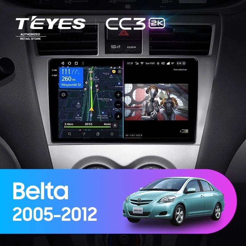 Штатная магнитола Teyes CC3 2K 360 6/128 Toyota Belta (2005-2012)