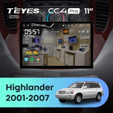 Штатная магнитола Teyes CC4 Pro 8/128 Toyota Highlander 1 XU20 (2001-2007) (11")