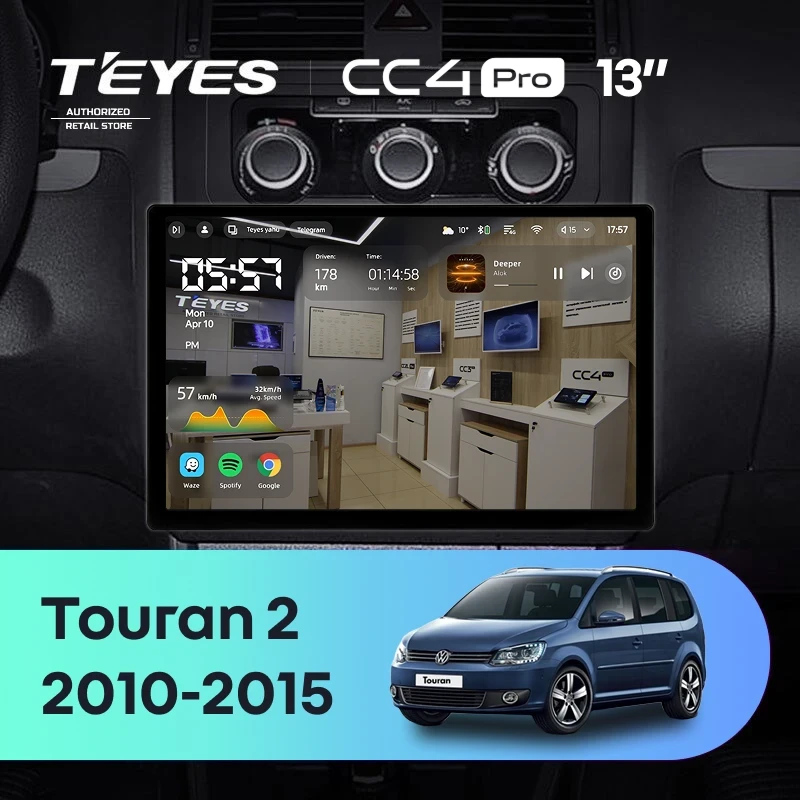 Штатная магнитола Teyes CC4 Pro 8/128 Volkswagen Touran 2 1T (2010-2015) (13")