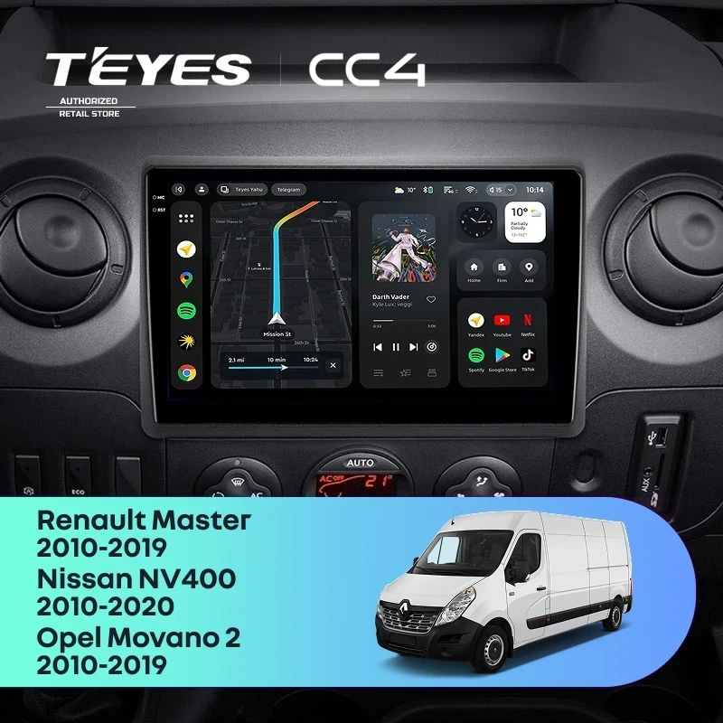 Штатная магнитола Teyes CC4 8/128 Nissan NV400 (2010-2020) F1