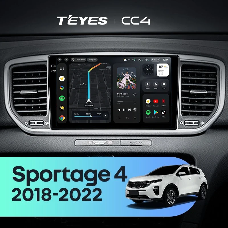 Штатная магнитола Teyes CC4 6/64 Kia Sportage 4 QL (2018-2022) Тип-B
