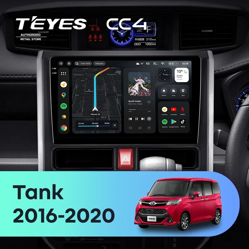 Штатная магнитола Teyes CC4 8/128 Toyota Tank (2016-2020) Правый руль