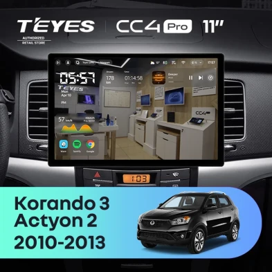 Штатная магнитола Teyes CC4 Pro 12/256 SsangYong Korando 3 (2010-2013) (11")
