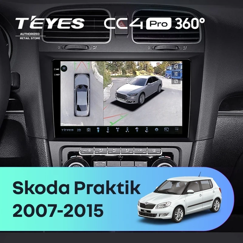 Штатная магнитола Teyes CC4 Pro 360 8/128 Skoda Praktik (2007-2015)