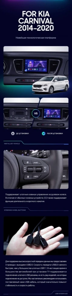 Штатная магнитола Teyes CC3 4/32 Kia Carnival YP (2014-2021) F1 Тип-B