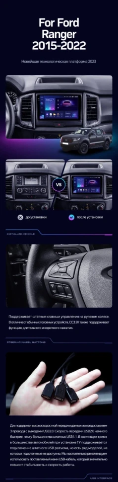 Штатная магнитола Teyes CC3L 4/32 Ford Ranger P703 (2015-2022) Тип-A