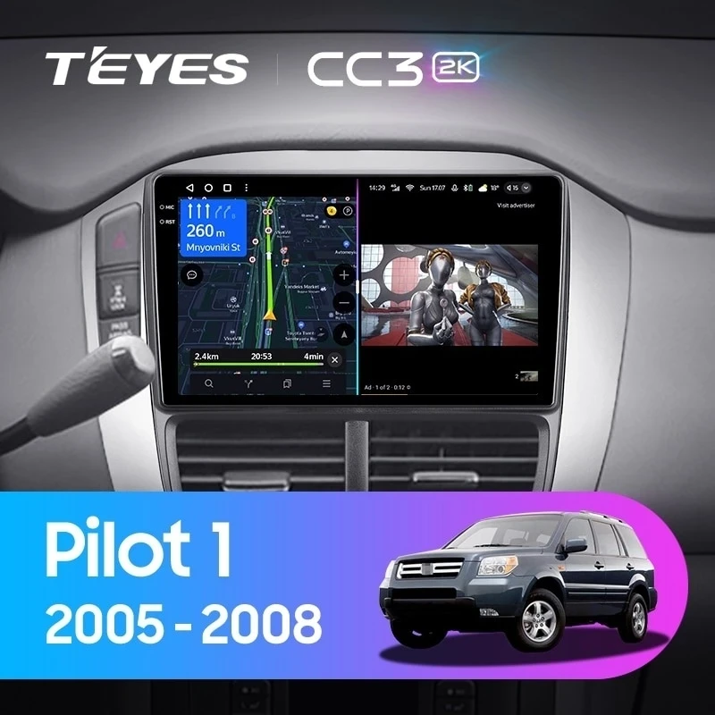 Штатная магнитола Teyes CC3 2K 360 6/128 Honda Pilot 1 (2005-2008)