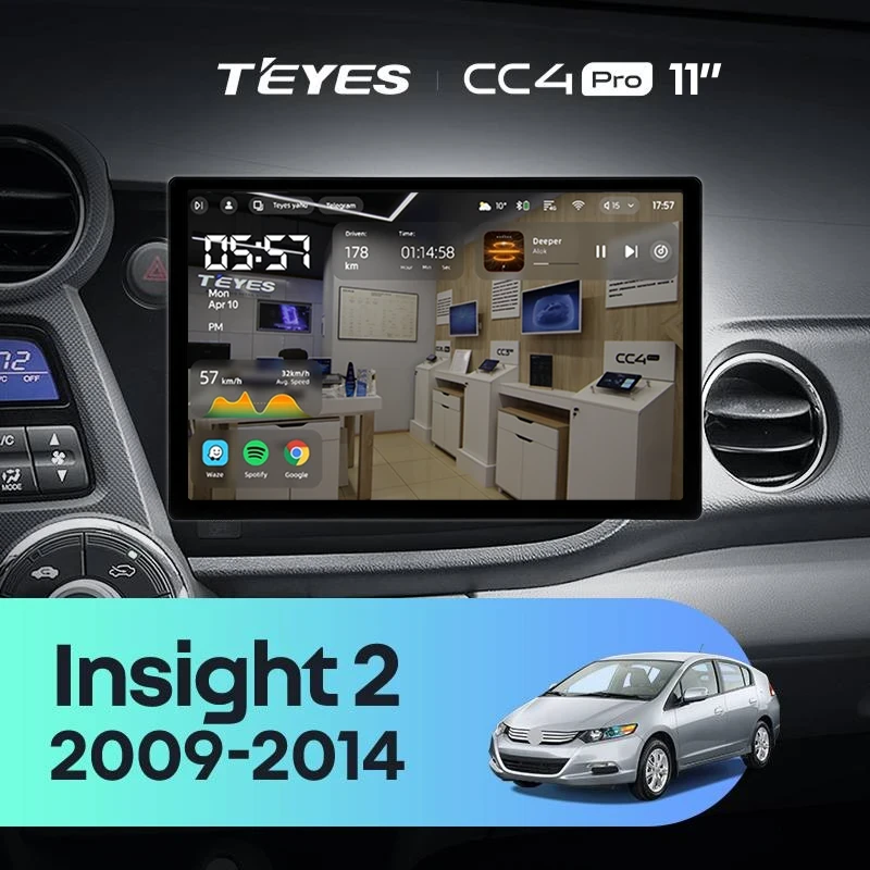 Штатная магнитола Teyes CC4 Pro 8/128 Honda Insight 2 LHD (2009-2014) (11")