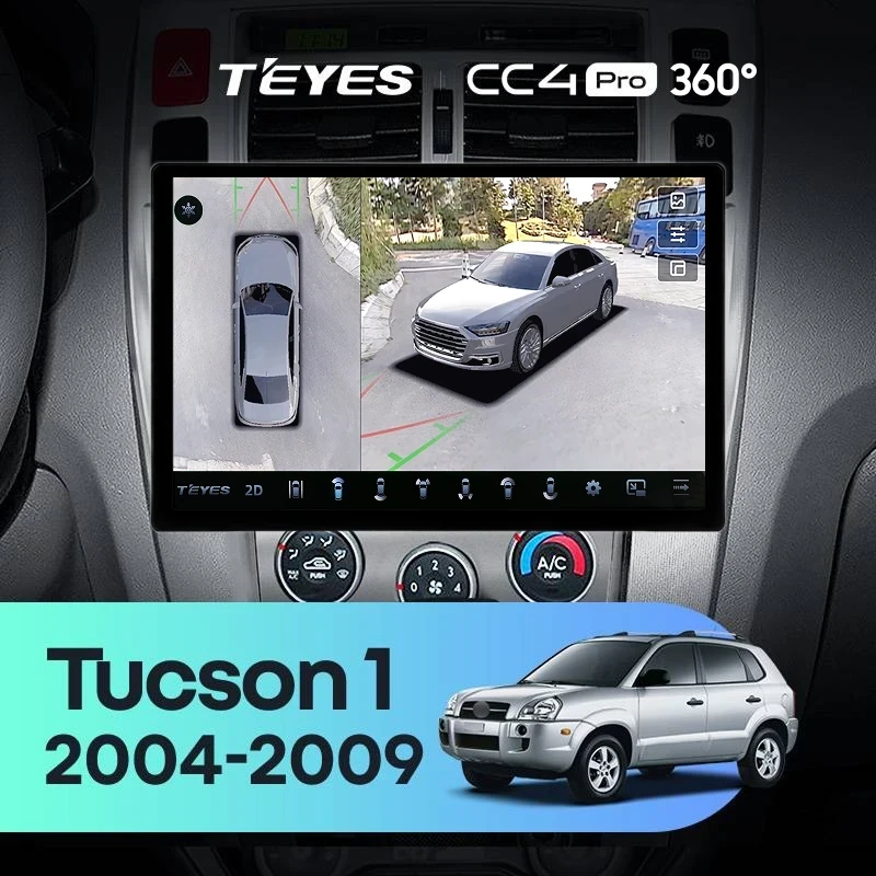 Штатная магнитола Teyes CC4 Pro 360 8/128 Hyundai Tucson 1 (2004-2009) F1 (13")
