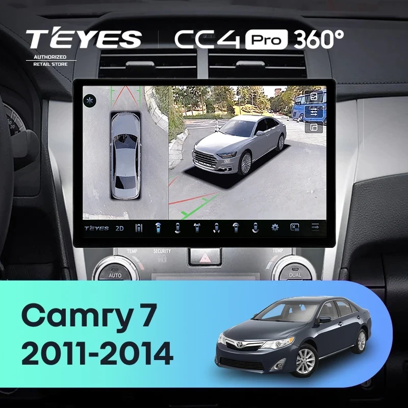 Штатная магнитола Teyes CC4 Pro 360 12/256 Toyota Camry 7 XV 50 55 (2011-2014) (черно-серая) F1 (11")