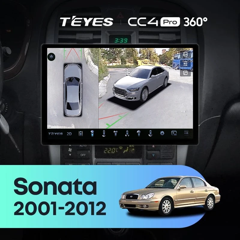 Штатная магнитола Teyes CC4 Pro 360 12/256 Hyundai Sonata EF рестайлинг (2001-2012) (13")