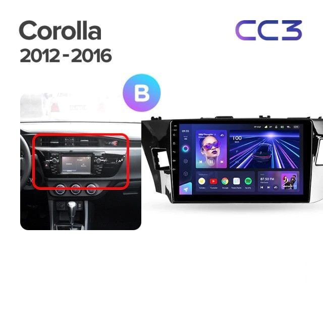 Штатная магнитола Teyes CC3 4/32 Toyota Corolla (2012-2016) Тип-A