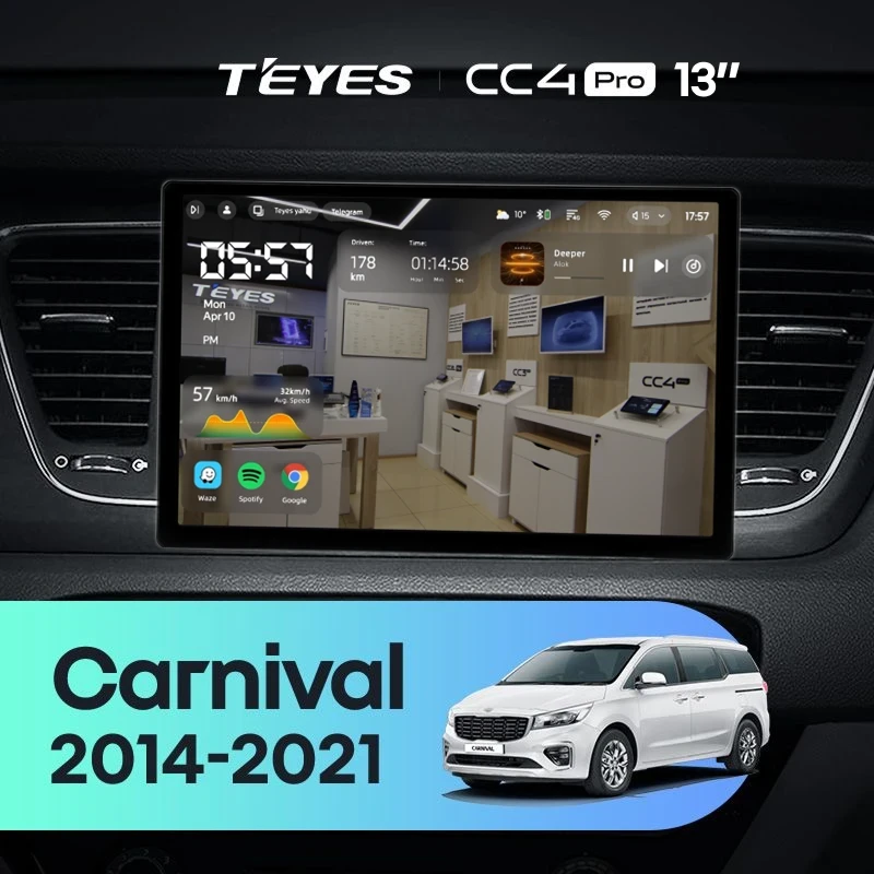 Штатная магнитола Teyes CC4 Pro 12/256 Kia Carnival 3 YP (2014-2021) F2 Тип-B (13")