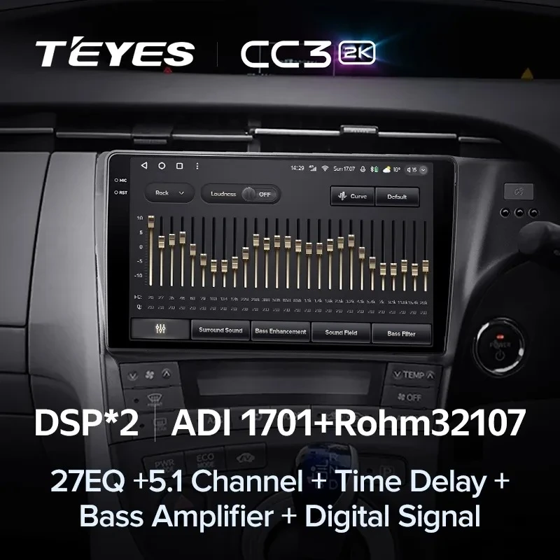 Штатная магнитола Teyes CC3 2K 4/64 Toyota Prius 3 XW30 (2009-2015) F2 Правый руль