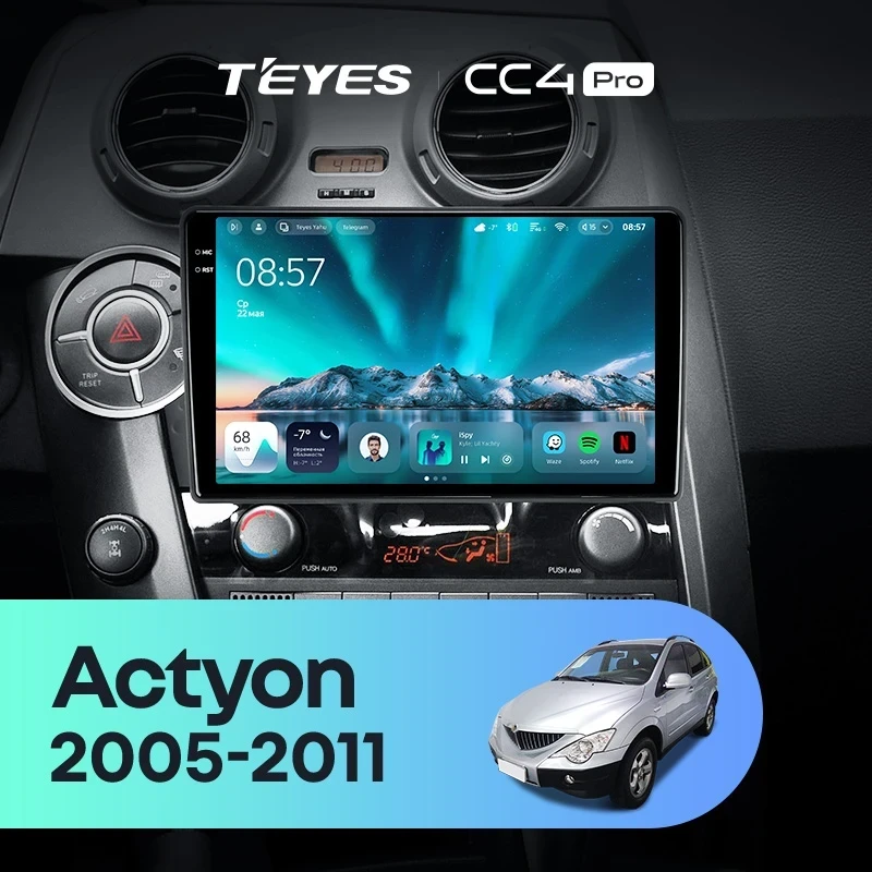 Штатная магнитола Teyes CC4 Pro 12/256 SsangYong Actyon C100 (2005-2011)