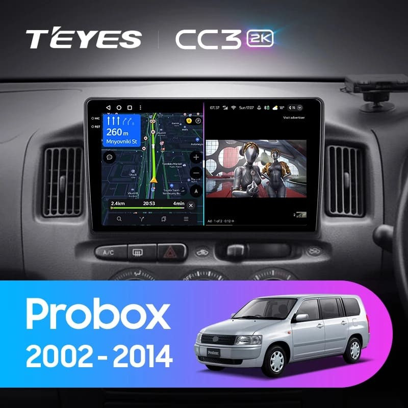 Штатная магнитола Teyes CC3 2K 4/32 Toyota Probox XP50 XP160 (2002-2014) Правый руль